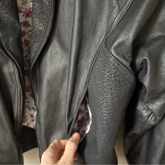 Vintage Brass Plum Nordstrom Y2K Cropped Genuine Leather lined jacket size Small - Picture 7 of 13